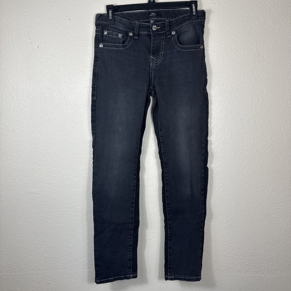 True Religion Jeans Geno Relaxed Slim Men Size 29x38 Solid Black Y2K
